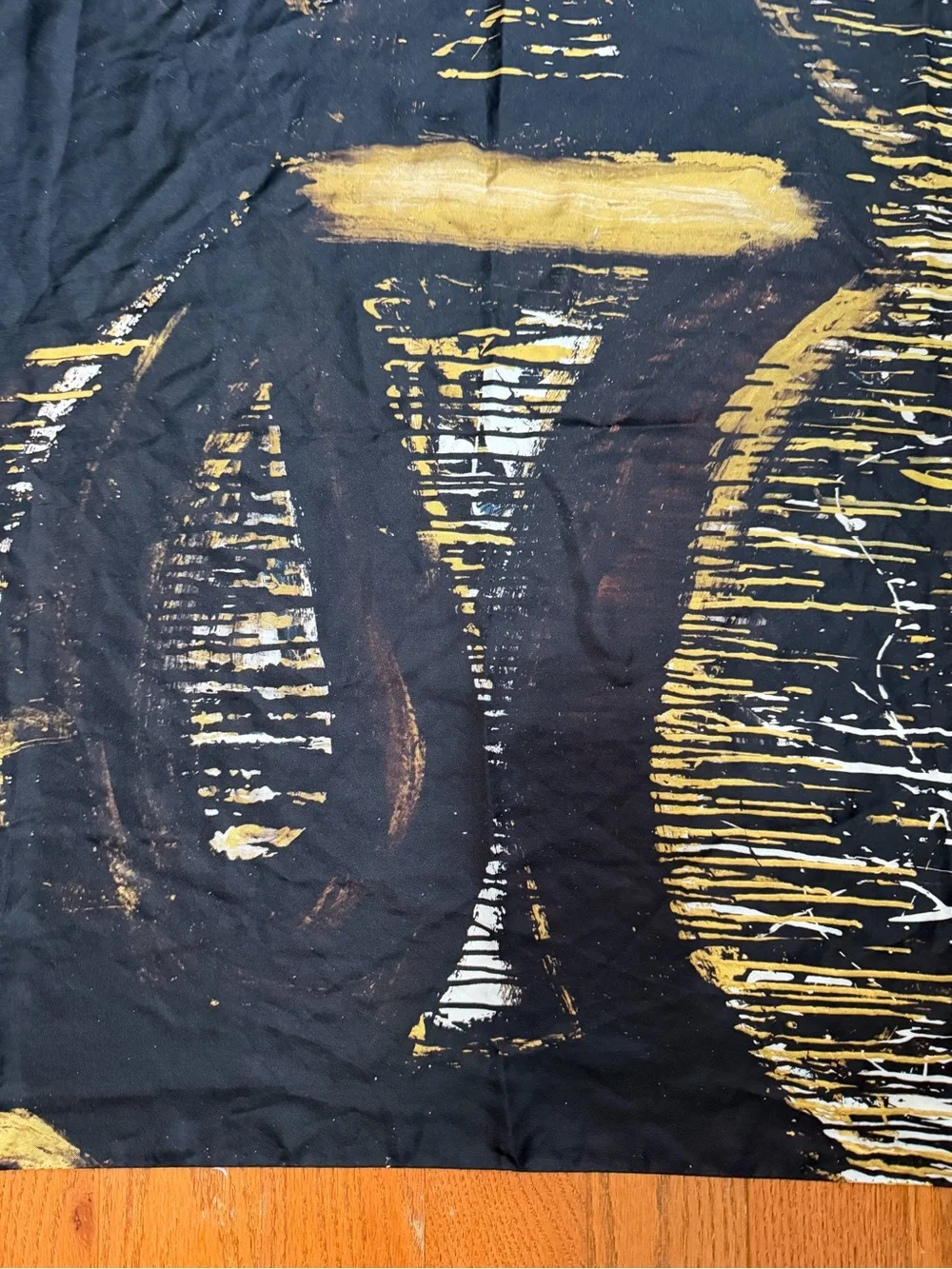 Suistudio by Suitsupply 100% Silk Square Scarf Black Gold Abstract Print